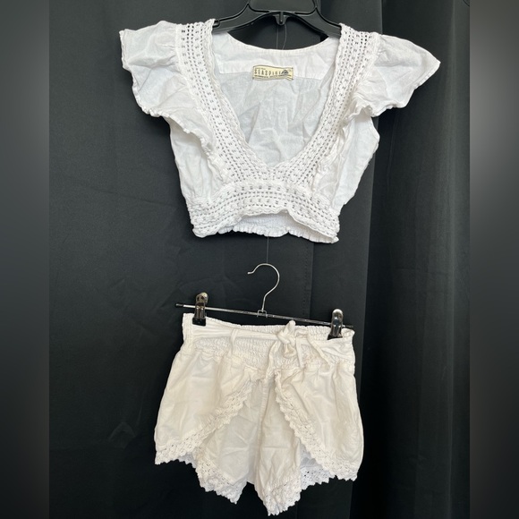 Seaspice Pants - White Cropped Top and Skirt Set